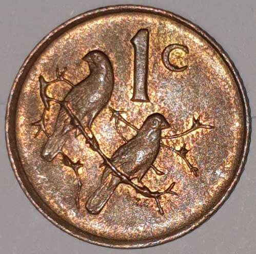 1988 - 1 CENT COIN (ONE CENT COIN) - RSA - BRONZE - KM#82 - BILINGUAL LEGEND - SPARROWS